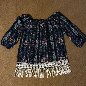 Western boho top girls M